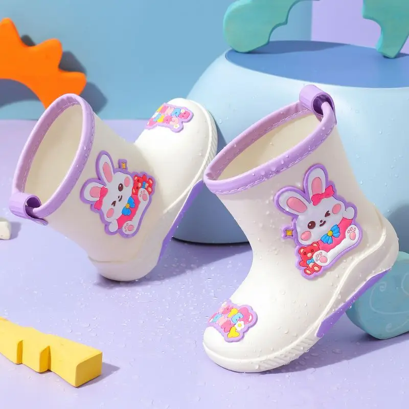 Baby Girl Essentials Non Slip Waterproof Rain Boots for Kids Warm Rubber Water Shoes with Cute Cartoon Design Toddler Outdoor
