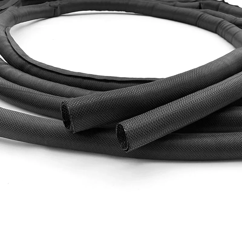 Chemical Resistant Self Closing PET Expandable Cable Wrap Braided Tube For Instrument Connecting Circuit Wire Shield Cover