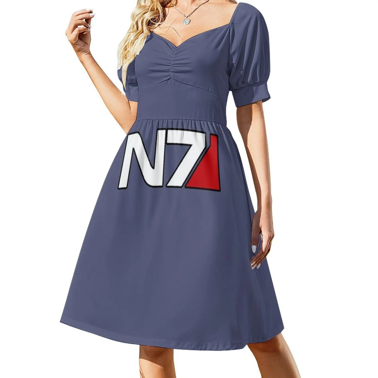 N7 شعار الأزهار سموك فستان للنساء الربيع الصيف فستان كاجوال للحزب كتلة تأثير قائد الراعي شيبرد مساء اللباس #2