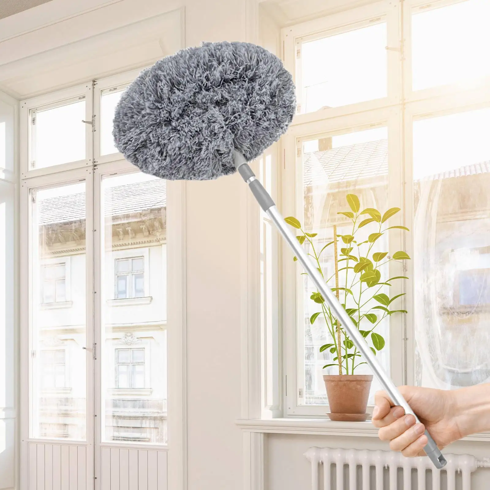 Spolverino telescopico Strumento per la pulizia della casa Dispositivo per la rimozione della polvere Asta retrattile per mobili da scaffale Ragnatela Aria condizionata per auto