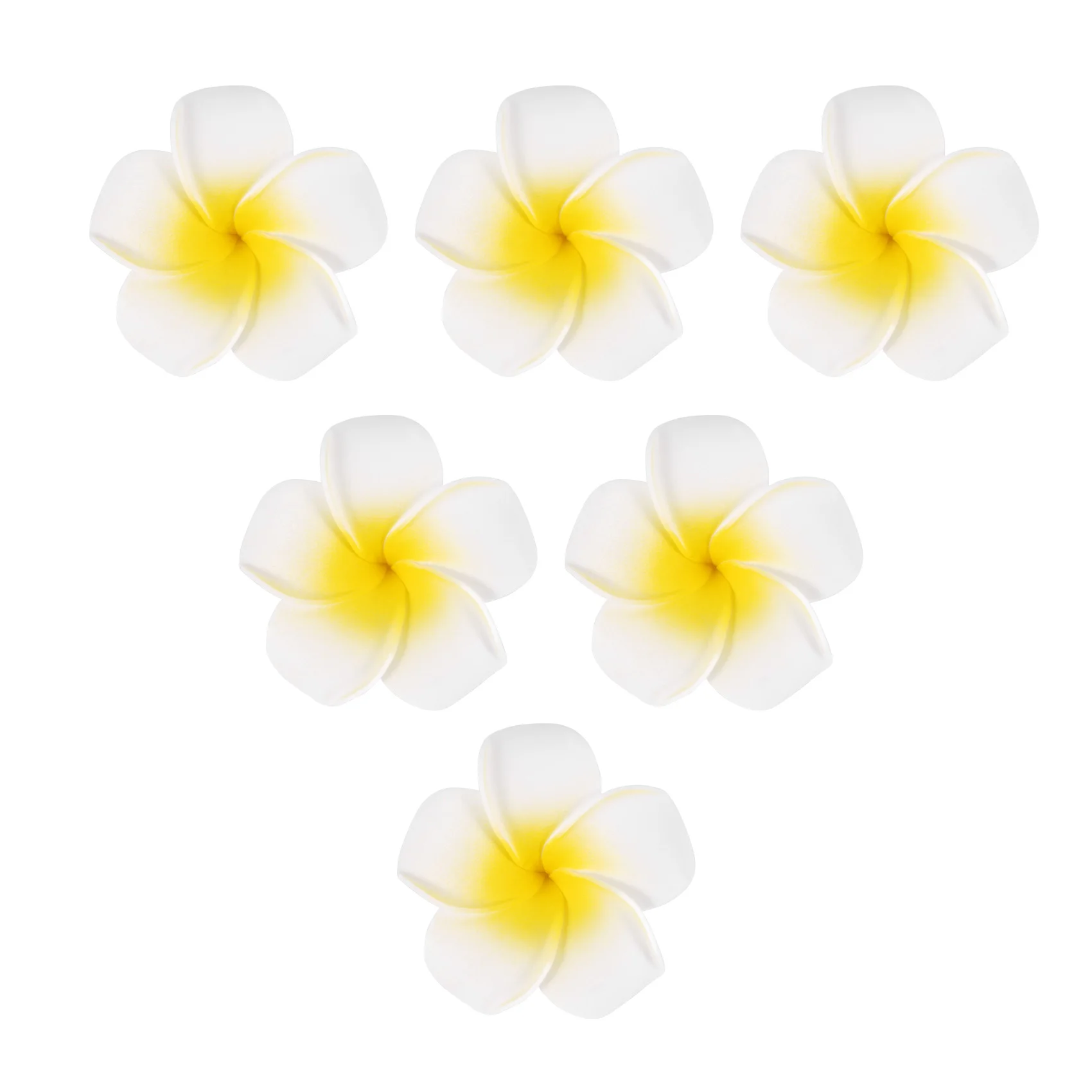 ดอกไม้ปลอม Hawaiian Frangipani ทำจากโฟมสีขาว100ชิ้นหมวกคลุมผมแบบ DIY ของตกแต่งงานแต่งงาน5ซม.