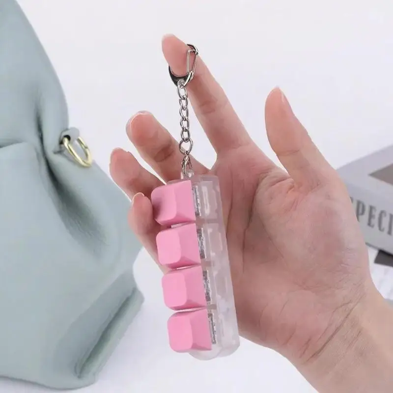 1Pcs 4 Keys Finger Keyboard Caps DIY Keyboard Clicker Toys Button Keycap  Keychain For Adult Relief Stress Toy