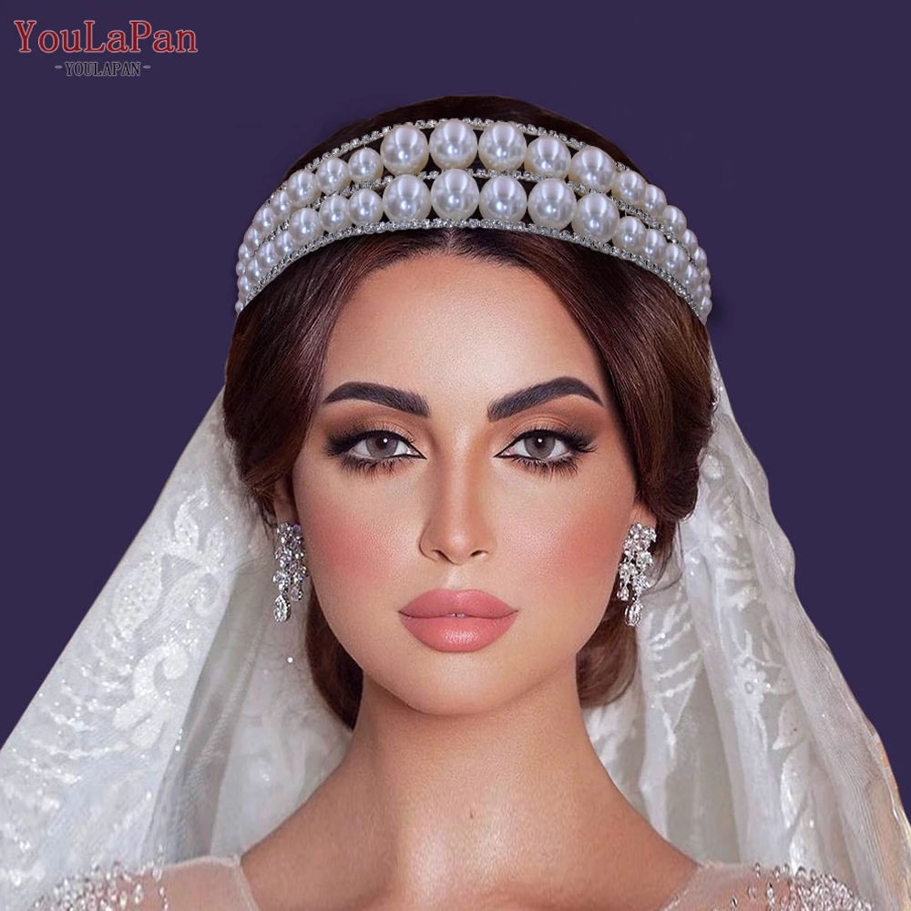 YouLaPan أنيقة اللؤلؤ حجر الراين العروس رئيس هوب الزفاف عقال إكسسوارات الشعر المرأة حفلة موضة الشعر مجوهرات HP400