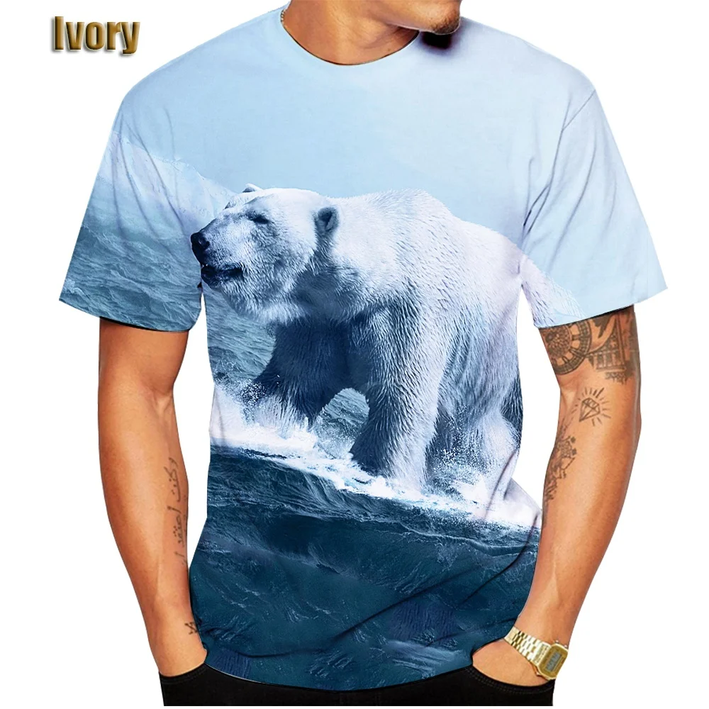 

Новая повседневная футболка с 3D-принтом милого белого медведя для женщин/мужчин, классные футболки с коротким рукавом и забавным белым медведем