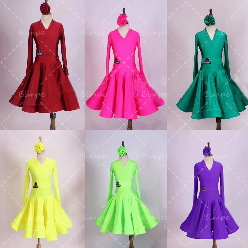 

Latin Dance Competition Clothes Girls Professional High-End Latin Dance Costumes 6 Colors Children'S Performance Wear Dress