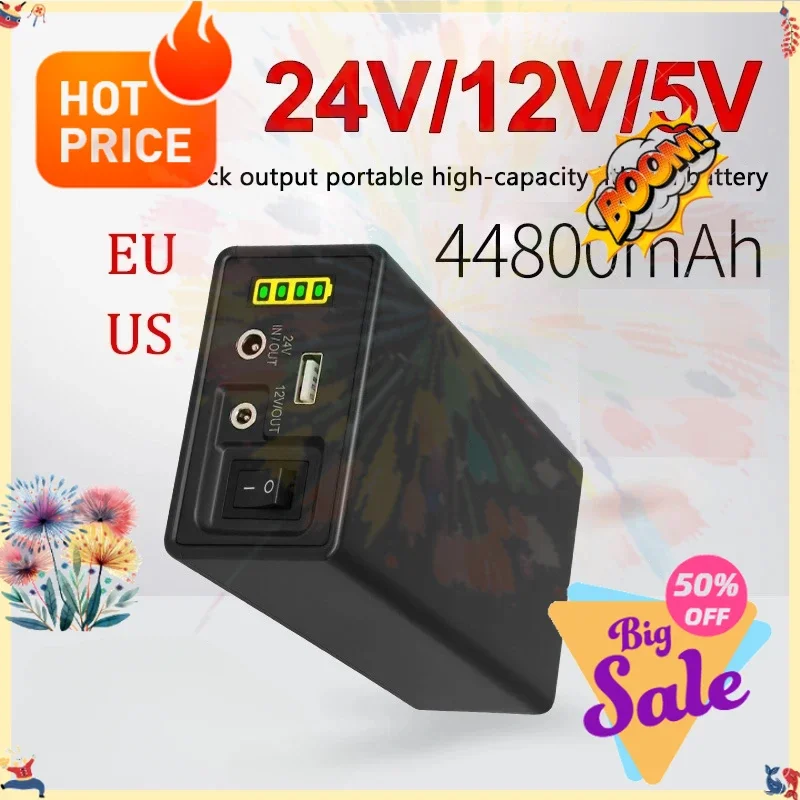 SWZY 24V 12V 5V Power Bank Auxiliary Battery Rechargeable Lithium Battery 18650 44800mAh Auxiliary Large Capacity 18650 UPS Batt