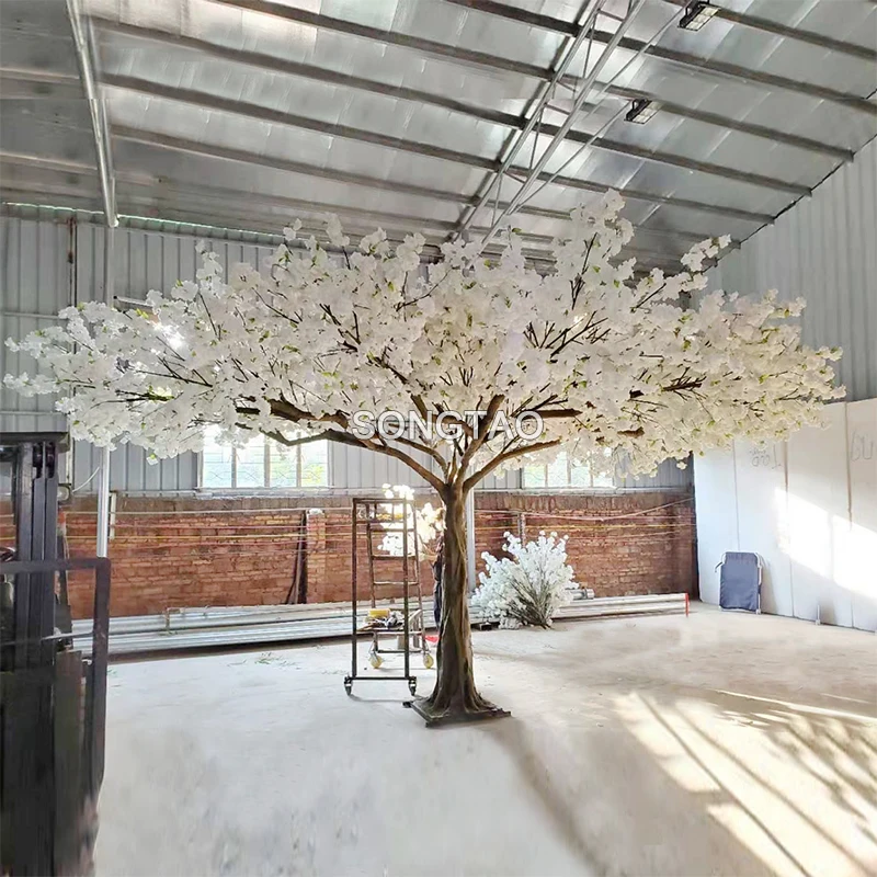 

2022 New Fairy Style Wedding 16ft Height 19ft Wide Fake Large Blossom Flowers Trees White Artificial Cherry Tree