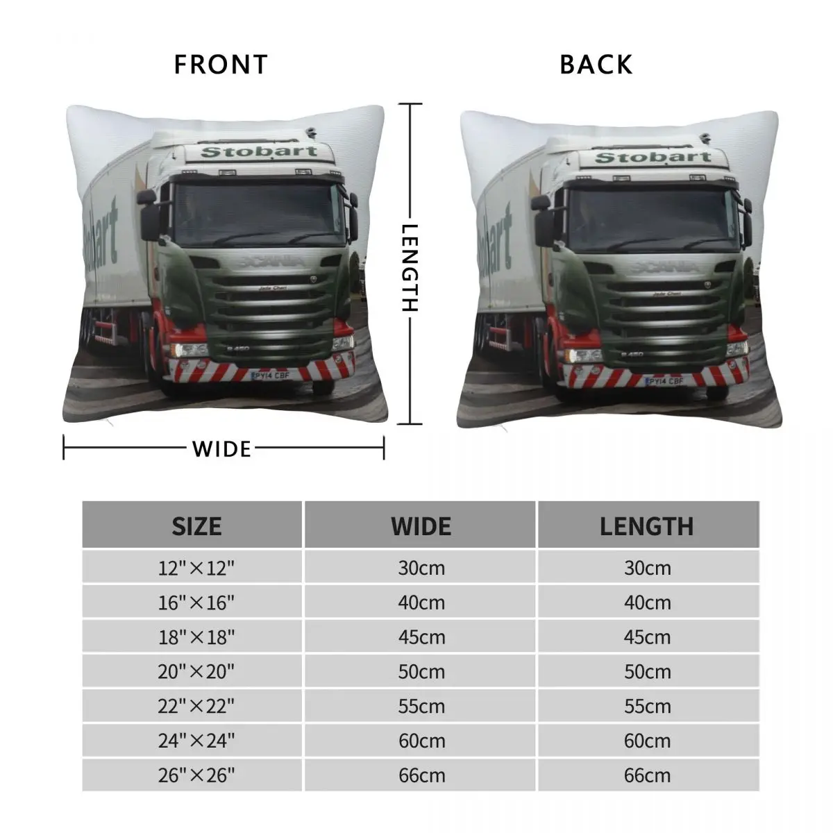 Stobart Lorry Square Pillowcase Polyester Linen Velvet Pattern Zip Decor Car Cushion Cover