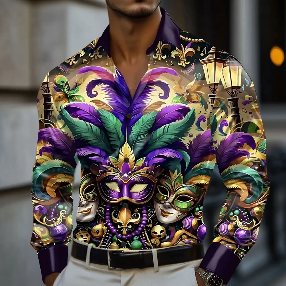 

Floral pattern fashionable casual men's long sleeved shirt formal shirt summer spring autumn lapel long sleeved shirt