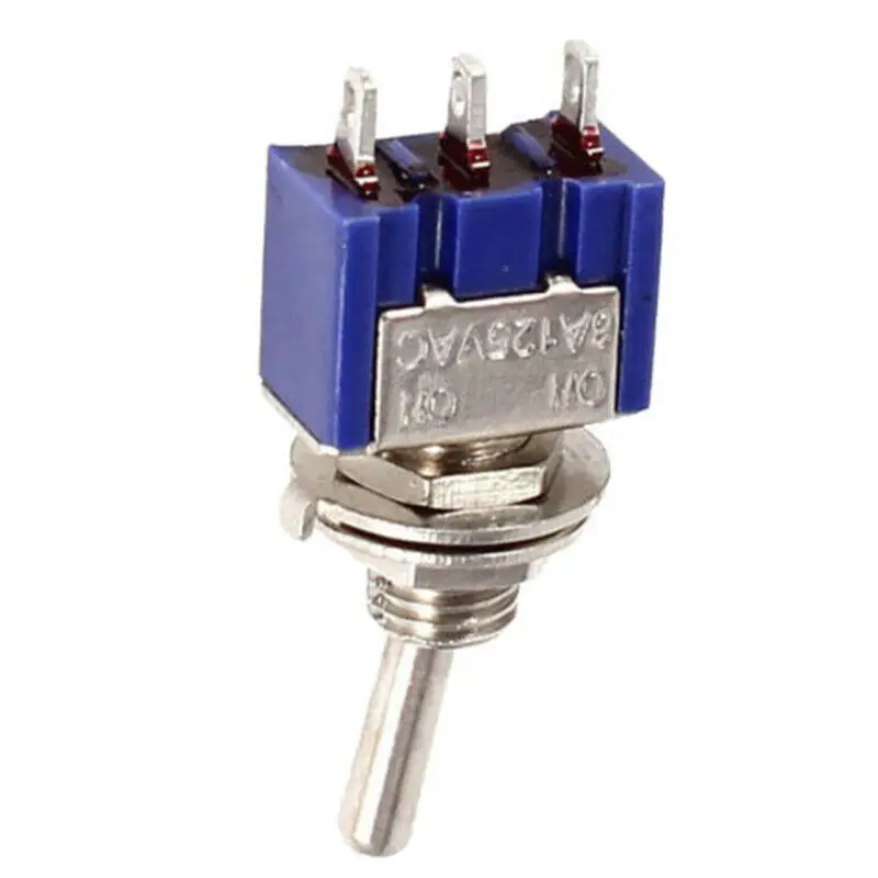 10PC/5PCS Miniature Toggle Switch Single Pole Double Throw SPDT (MTS102) ON-ON 120VAC 6A 1/4 Inch Mounting MTS-102