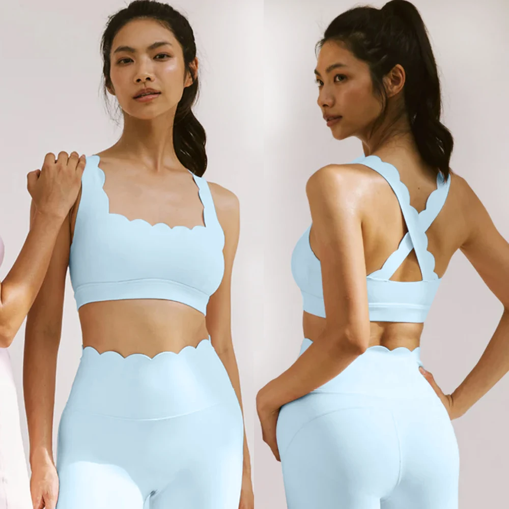 Women Two Pieces Fitness Yoga Set Solid Color Stretchy Soft Gym Suit Breathable Quick Dry Workout Clothes Female Sportswear