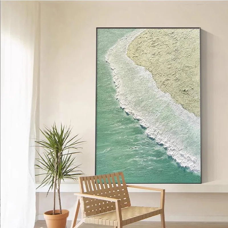 طباعة فنية بنسيج الموجة الساحلية - ديكور جداري لمشهد المحيط الهادئ لغرفة المعيشة وغرفة النوم، ملصق مطبوع عالي الجودة، غير مؤطر