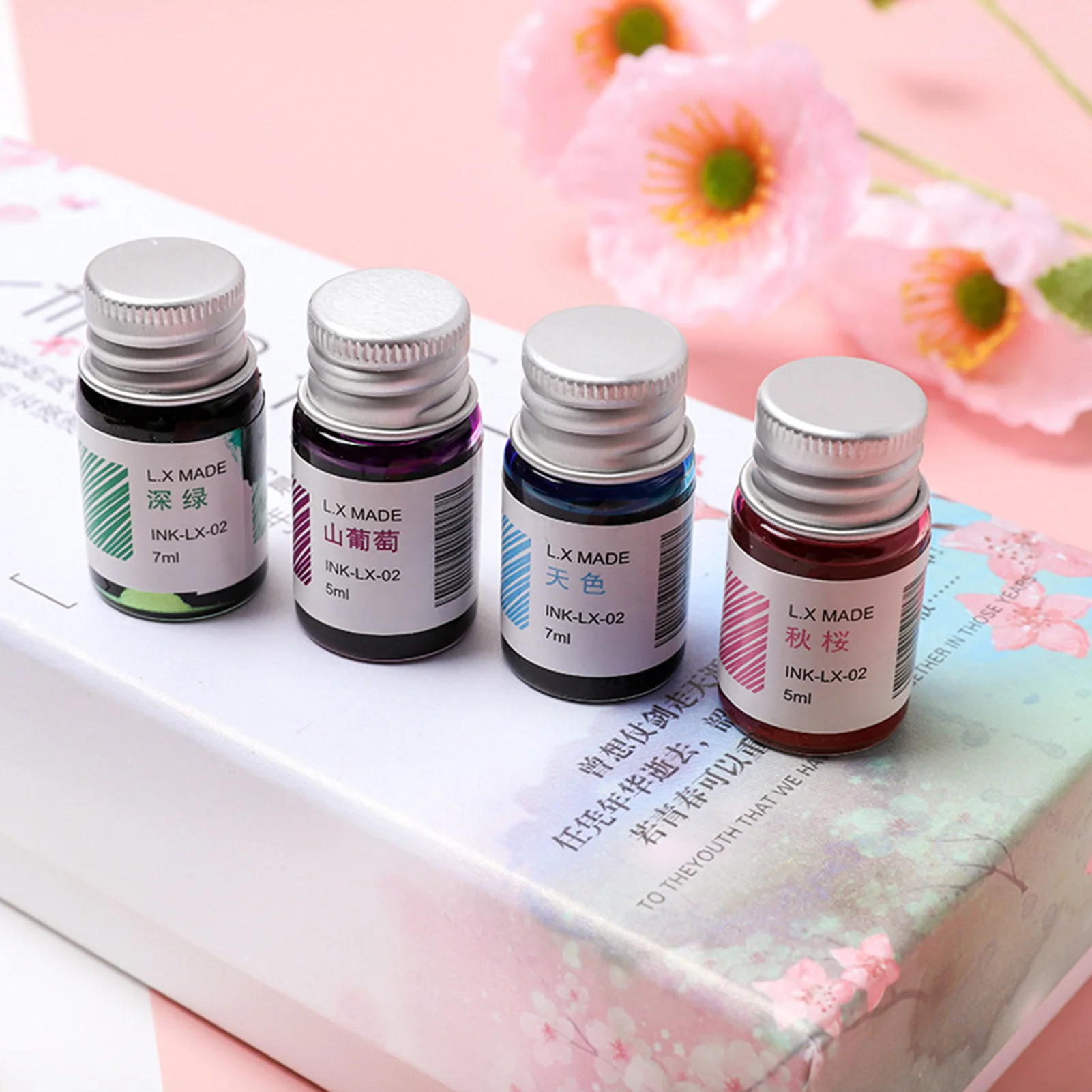 Crystal Ink Signature Pen Dried Flower Strong Ink Absorption Smooth Writhing Dip Ink Pen Vintage Glass Pen Set Christmas Gift