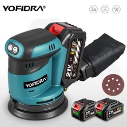 YOFIDRA 125mm Electric Orbital Sander 3 Speeds Adjustable Rechargeable Polishing Grinder Machine For Makita 18V Battery Pin