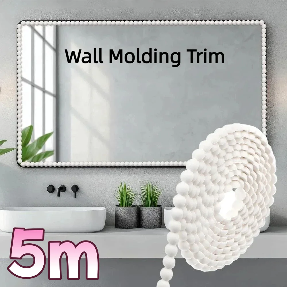 5/2/1m Wall Molding Trim Paintable Flexible Wall Baseboard Flat Stickers Self-Adhesive Paneling Strip Backsplash