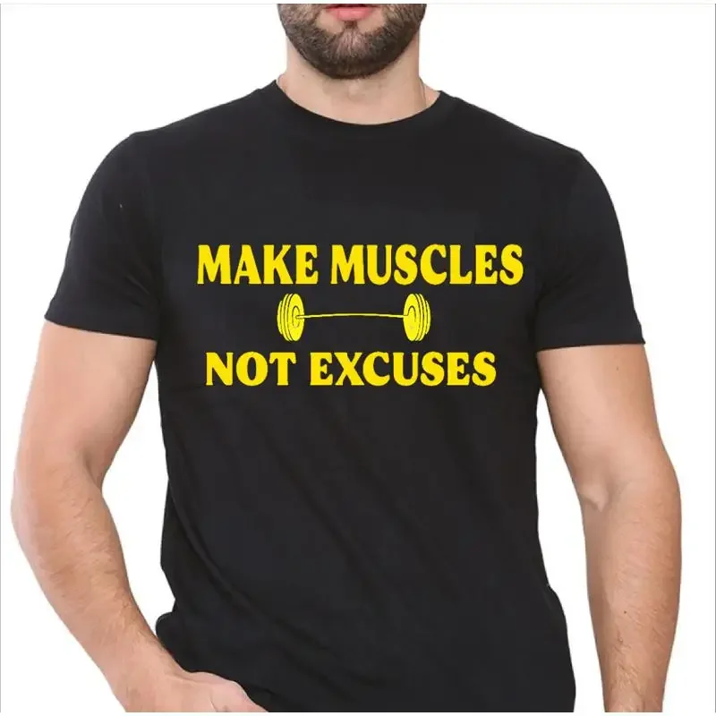 Make Muscles Not Excuses Gym T Shirts For Men Workout Shirt Customize