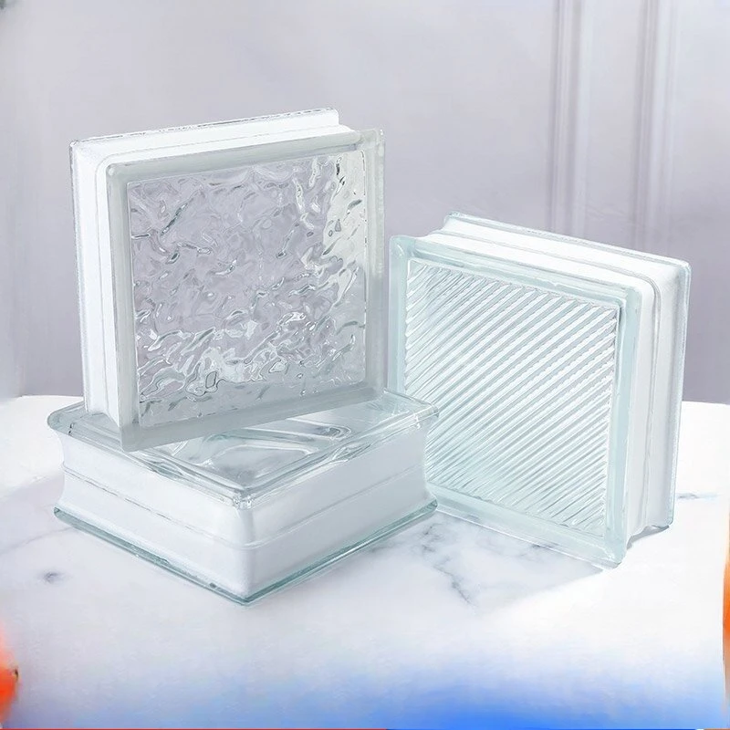 New White Glass Hollow Glass Brick Ins Wind Bathroom Partition Decoration Internet Celebrity Light-transmitting Crystal Glass Br