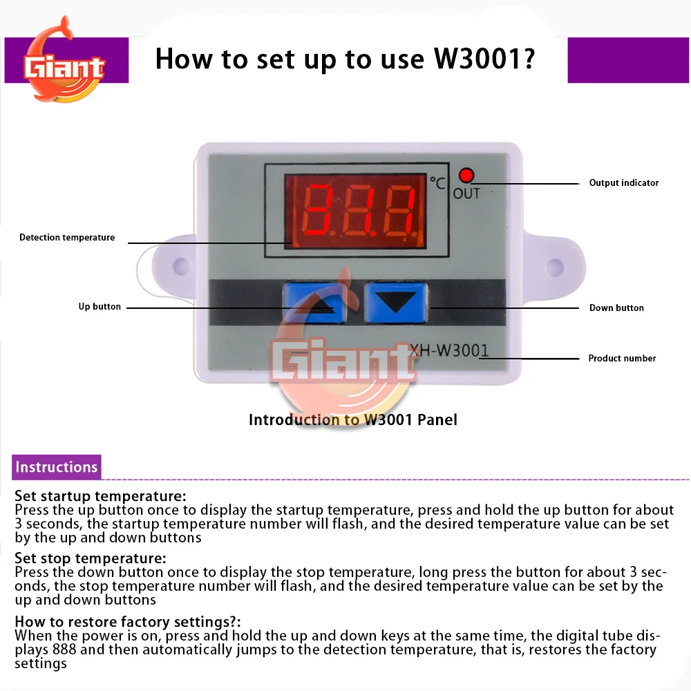 XH-W3001 regolatore di temperatura digitale termostato intelligente elettronico di controllo della temperatura interruttore Display digitale