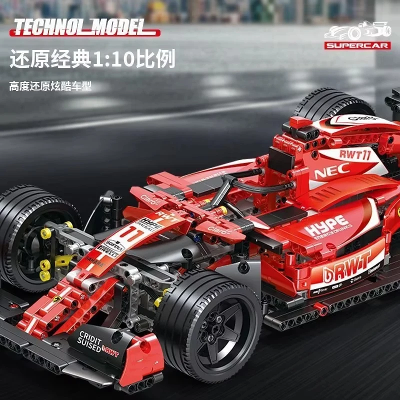 MOC Formula 1 Racing Car Building Blocks Skala 1:8, Model Kit Tim Renault F1 yang Detail, Hadiah Pajangan Koleksi untuk Dewasa & Remaja