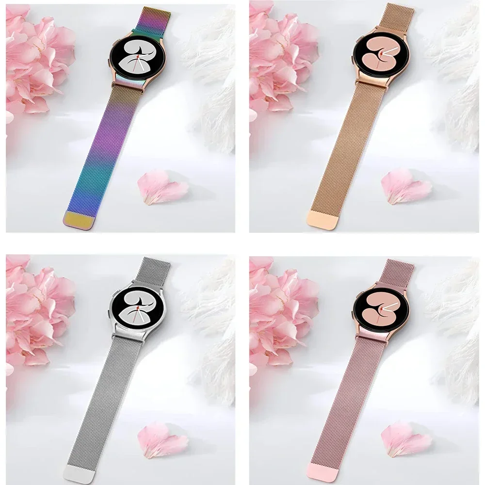 Milanese Loop Band para Samsung Galaxy Watch, pulseira clássica, sem lacunas, 6, 4, 5 pro, 44mm, 40mm, 20mm, 43mm, 47mm