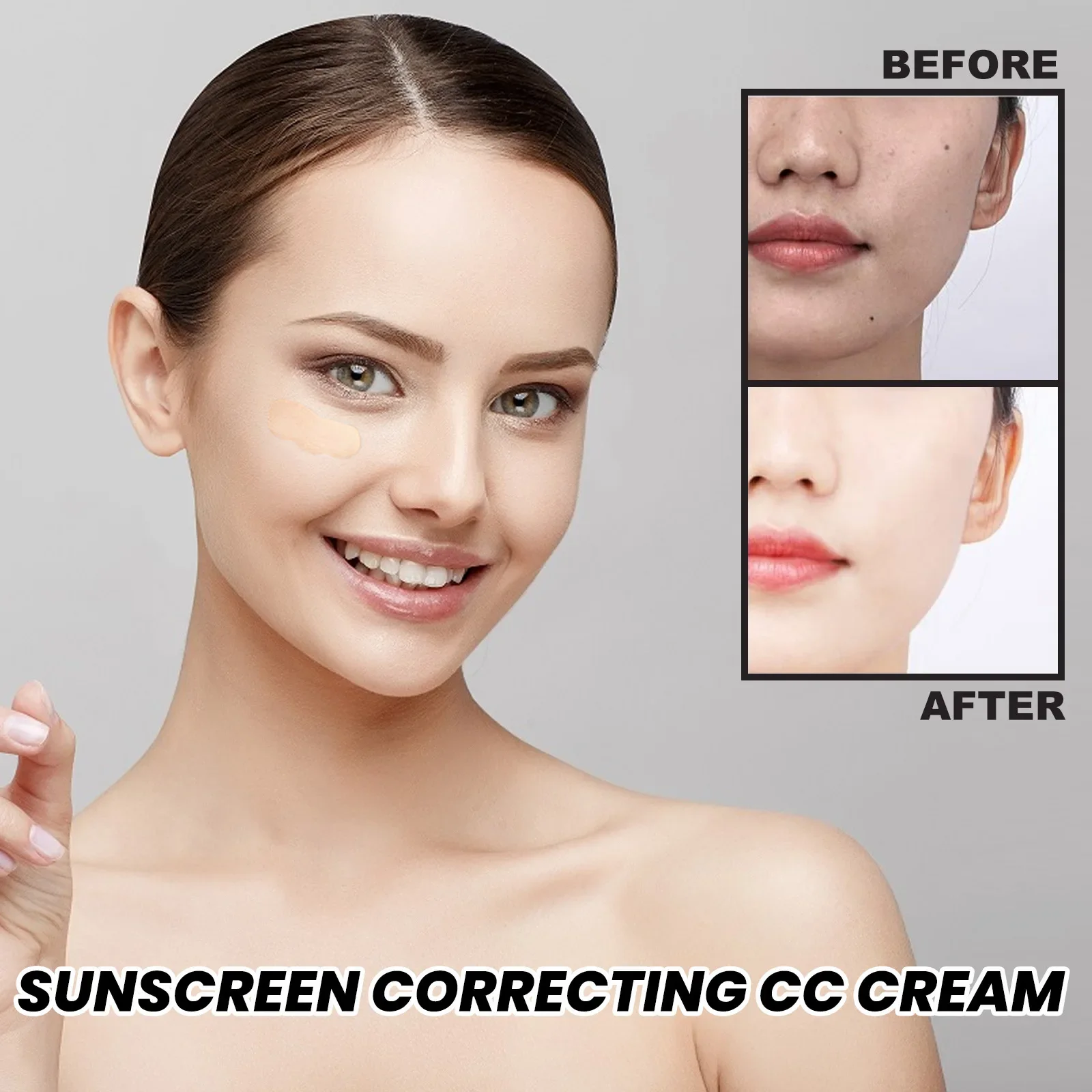 Repair CC Cream Natural Concealer Waterproof Smear-Proof Repair Whitening Skin Moisture Replenishment Liquid Foundation Makeup