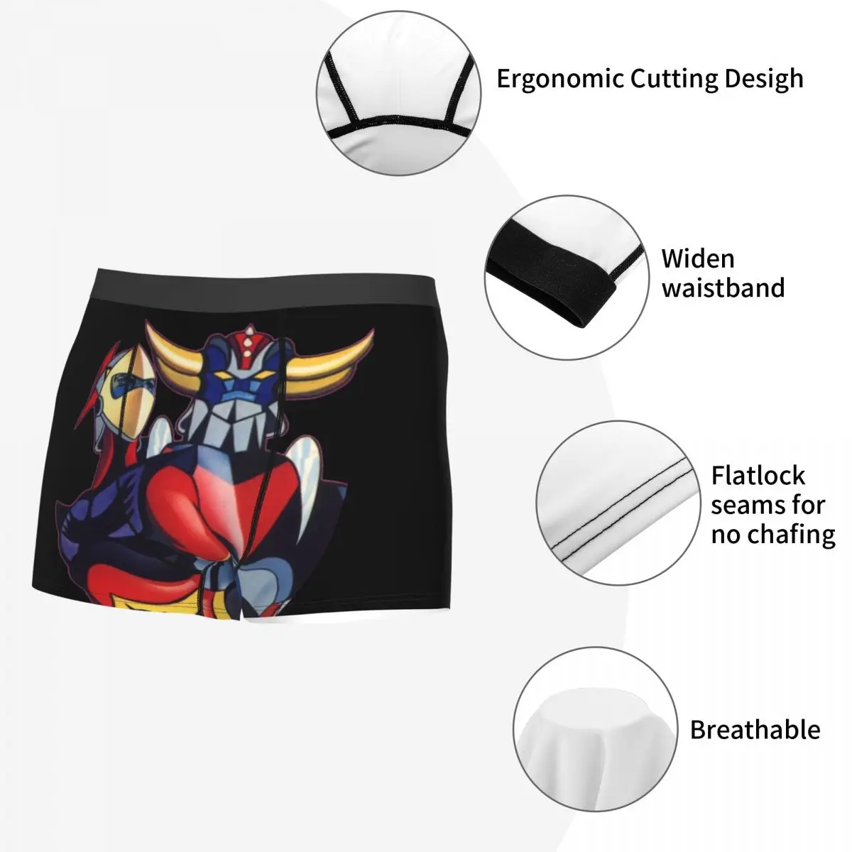 مخصص Grendizer Goldrake UFO روبوت الملابس الداخلية الرجال تنفس أنيمي سراويل داخلية للرجال السراويل سراويل لينة السروال للرجال #5