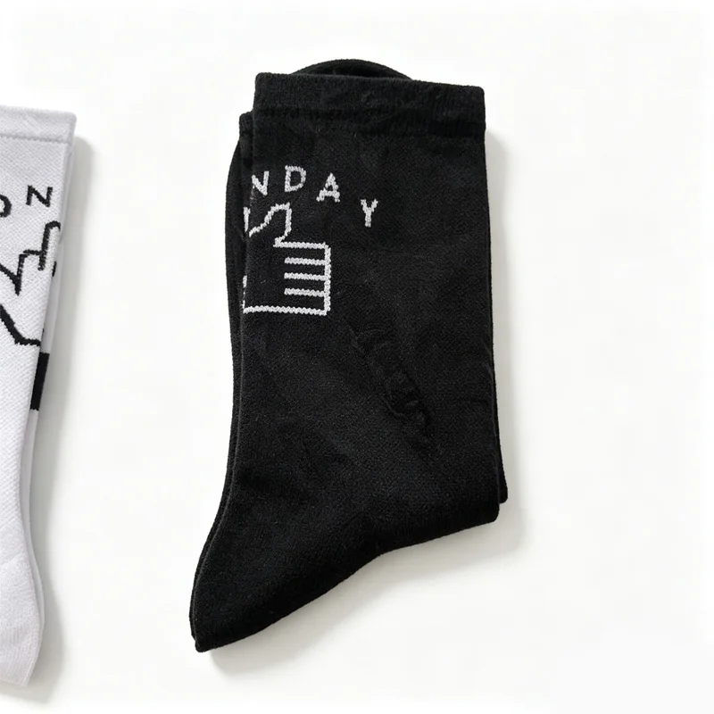 1 Pair Funny embroidery Thumbs Up point Praise Socks Soft Breathable Casual Daily Mid Calf Socks For Men Women Daily Wear view 4