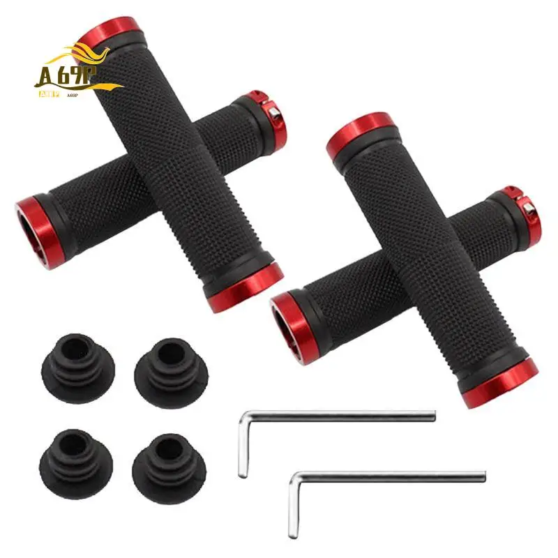 A69P-Road Cycling Handlebar Grips Anti-Skid Rubber Bicycle Grips Mountain Bike Lock On Bicycle Handlebars End Grips