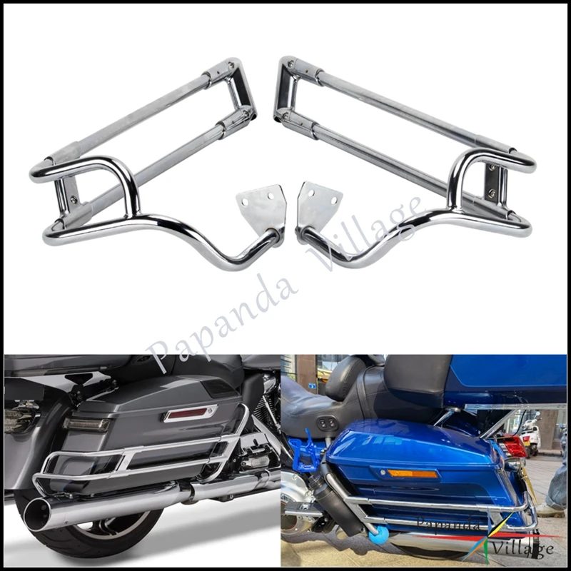 

Motorcycle Saddlebag Rail Guard Luggage Support Holder Frame w/ mounting hardware For Harley Touring FLHT FLHX FLTRX 2014-2021