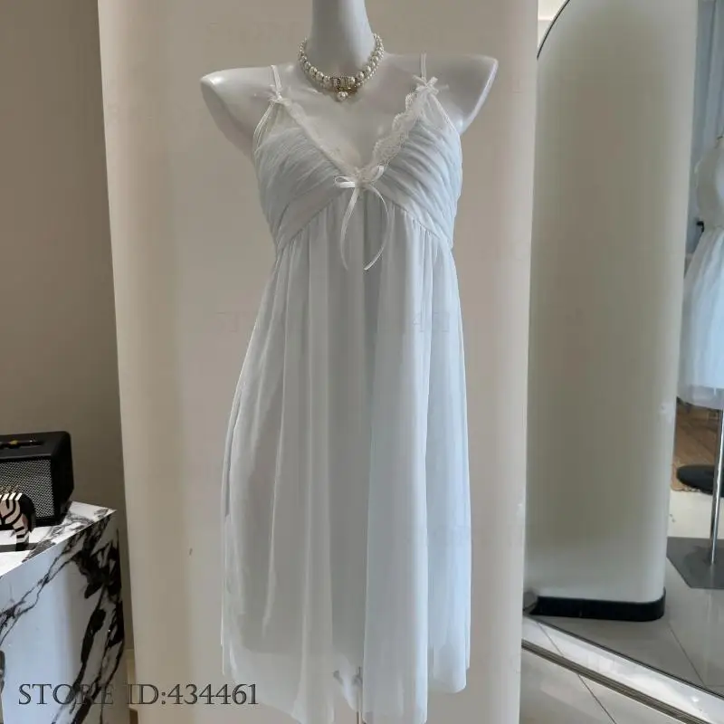 Camicia da notte femminile sexy estiva Lingerie Vestaglia da casa Patchwork Maglia di pizzo Camicia da notte Indumenti da notte Camicia da notte stile principessa francese