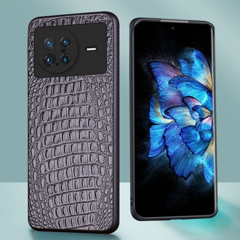 

Luxury Genuine Cow Crocodil Leather Magnetic Cover Mobile Phone Book Case For Vivo X Note Esports Edition Funda Cases