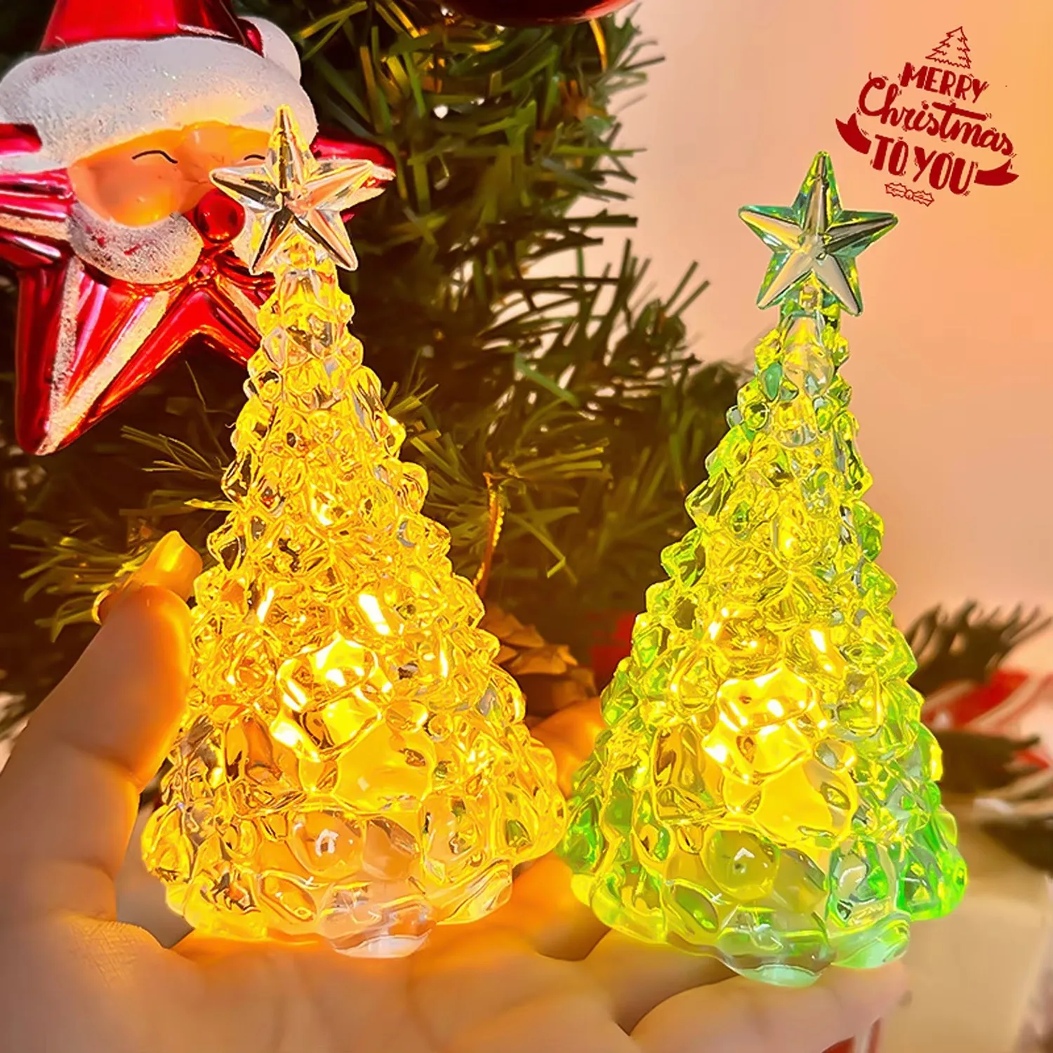 Bedroom crystal lamp LED crystal light Luminous Christmas Tree Christmas Decorative Lamp Desktop Ornament