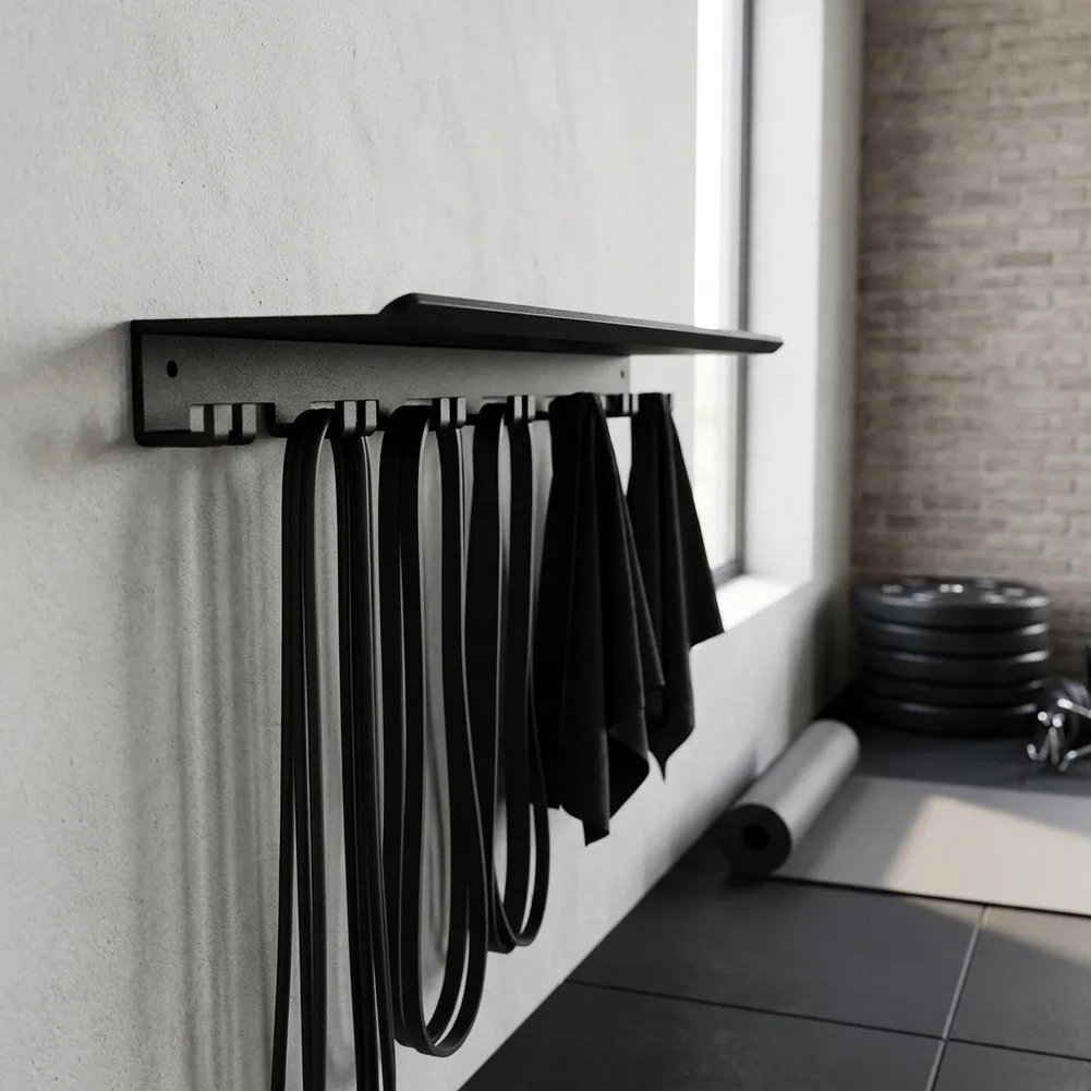 Space Saving Wall Mounted Gym Storage Rack Duty Organizer for Resistance Bands Weight Belts and Jump Ropes Space