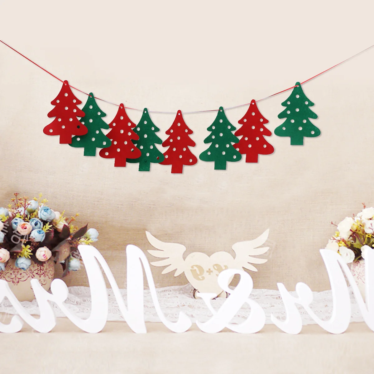 

2.8m Felt Christmas Tree Banner Bunting Garland Party Home Hanging Decoration Christmas Decorations Flags Banners