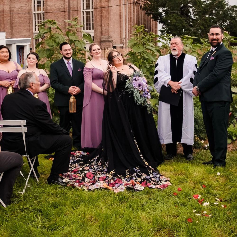 أسود تول فاخر ملون الحجاب حديقة زهرة الدانتيل صدفي ثلاثية الأبعاد كيب متعدد الألوان الحجاب طبقة واحدة الزفاف الرأس مخصص