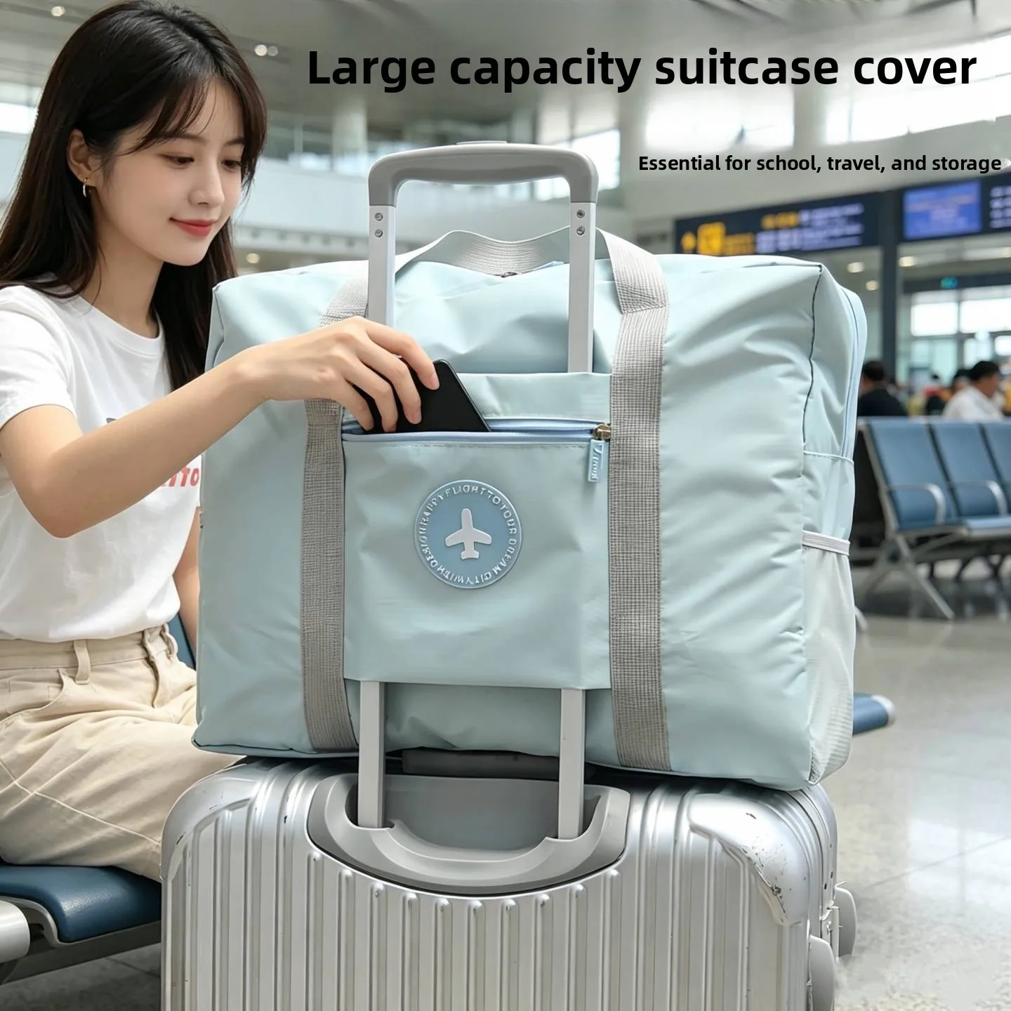 ビジネス旅行バッグ荷物手荷物機内持ち込み大容量防水キャリーオンバッグ男性と女性用プルロッド付き