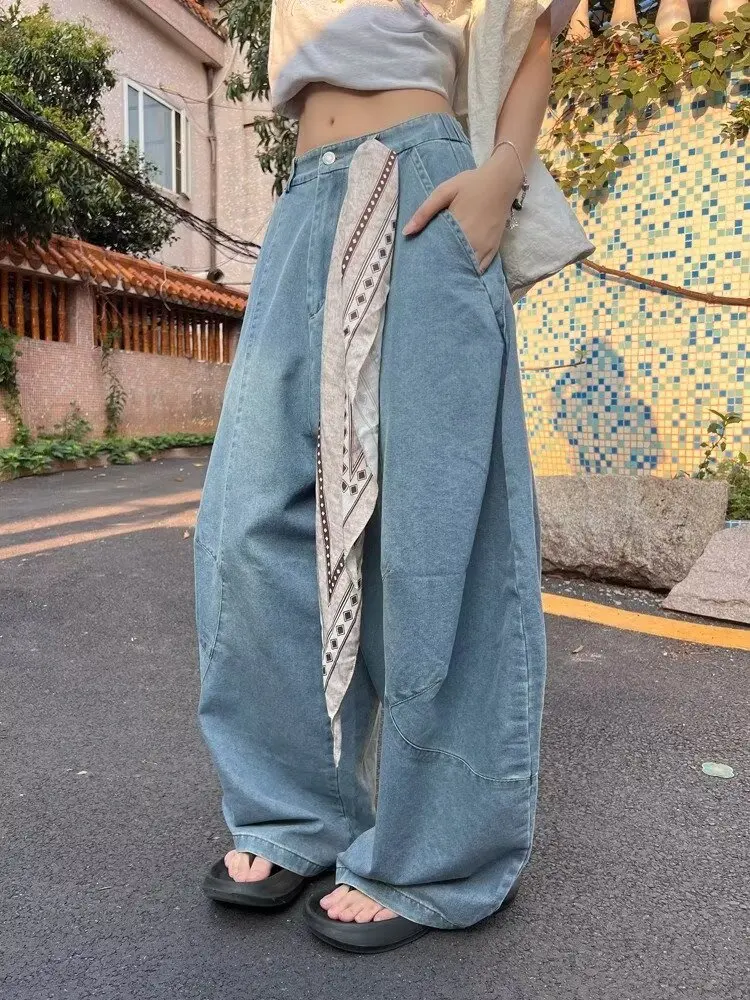 

Women Light Blue Y2k Oversize Jeans Harajuku Wide Leg Denim Trouser Japanese 2000s Style Baggy Jean Long Pants Vintage Jeans New