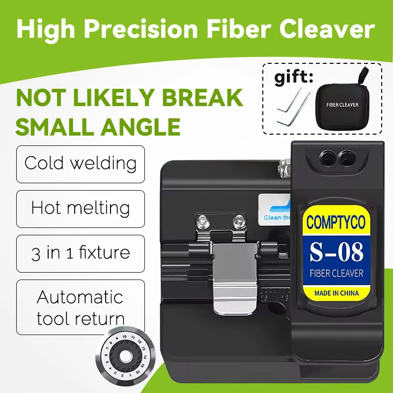 

COMPTYCO S-08 Fiber Cleaver FTTH Cable Fiber Optic Cutting Knife Three-in-one Clamp Slot16 Surface Blade