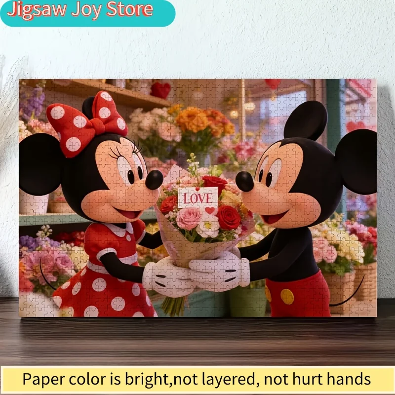 2D plat, 1000 stuks Disney Mickey & Flower Shop puzzel - Valentijnsdag cadeau geschikt voor &, puzzeluitdaging, kamerdecoratie (slaapkamer
