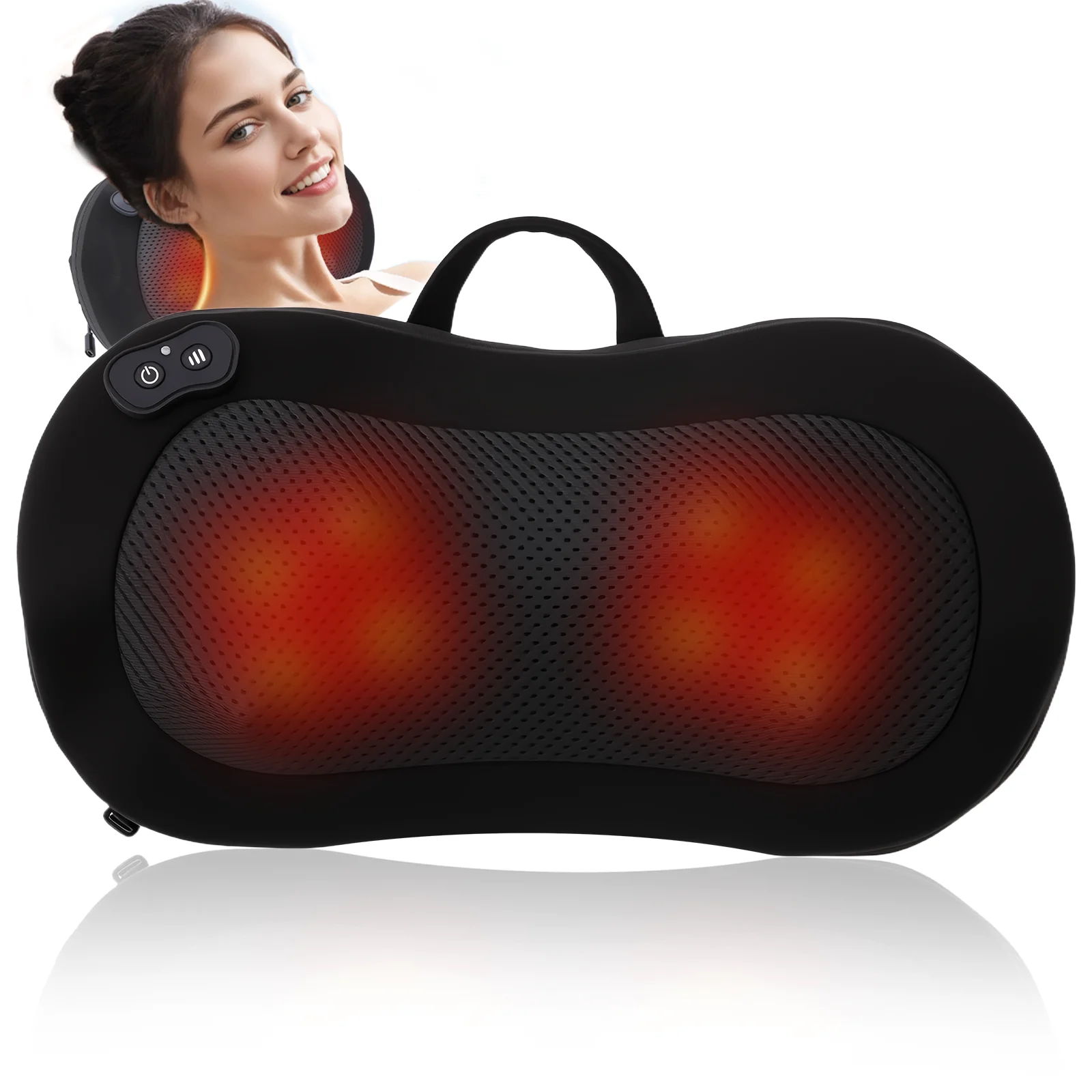 Masajeador de Cuello y Espalda Shiatsu LEERCON con Calor, Almohada de Masaje 3D con Amasamiento Profundo, Inalámbrico, Portátil, Regalo para Aliviar el Dolor
