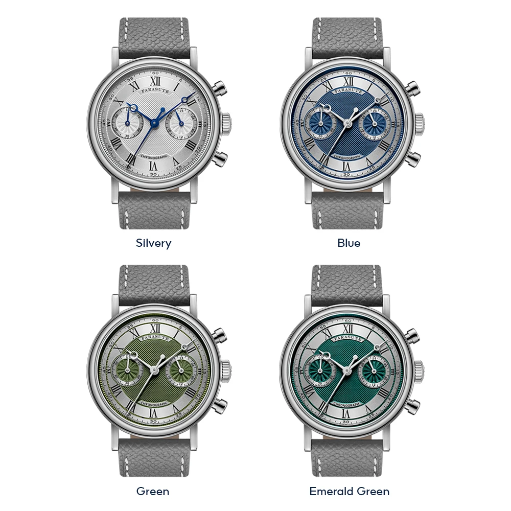 FARASUTE 2025 ニューレトロ メンズ腕時計 クォーツ スピードスポーツ クロノグラフ ARコーティング サファイア VK64 クロック メンズウォッチ