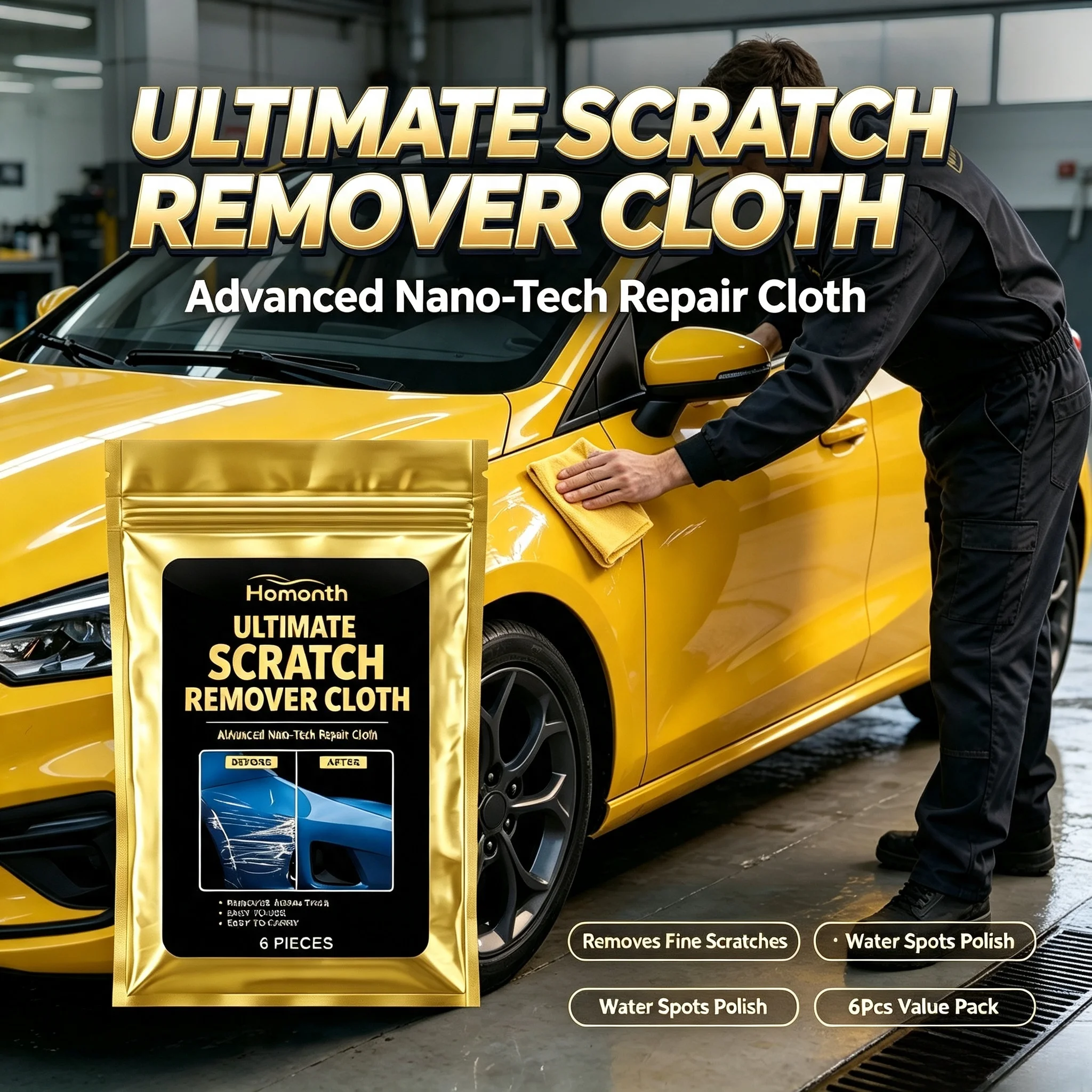 Car Nano Wipe Scratch Remover Cloth Reusable Polishing Towel Paint Repair Remove Fine Scratches Water Spots Car Detail Accessory