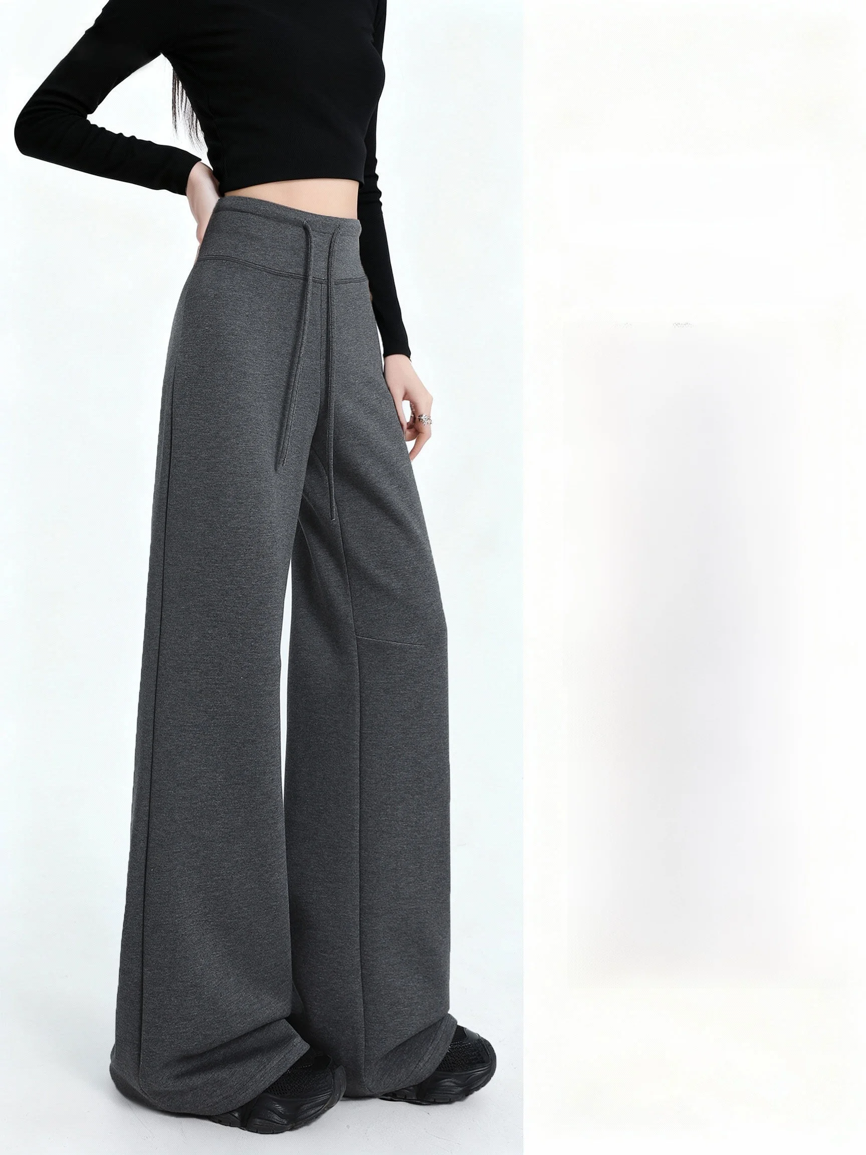 กางเกงขายาวทรงขากว้างเอวสูงสำหรับผู้หญิง รุ่นบางเบา ผ้าพลิ้ว ใส่สบาย เหมาะสำหรับเล่นโยคะและออกกำลังกาย