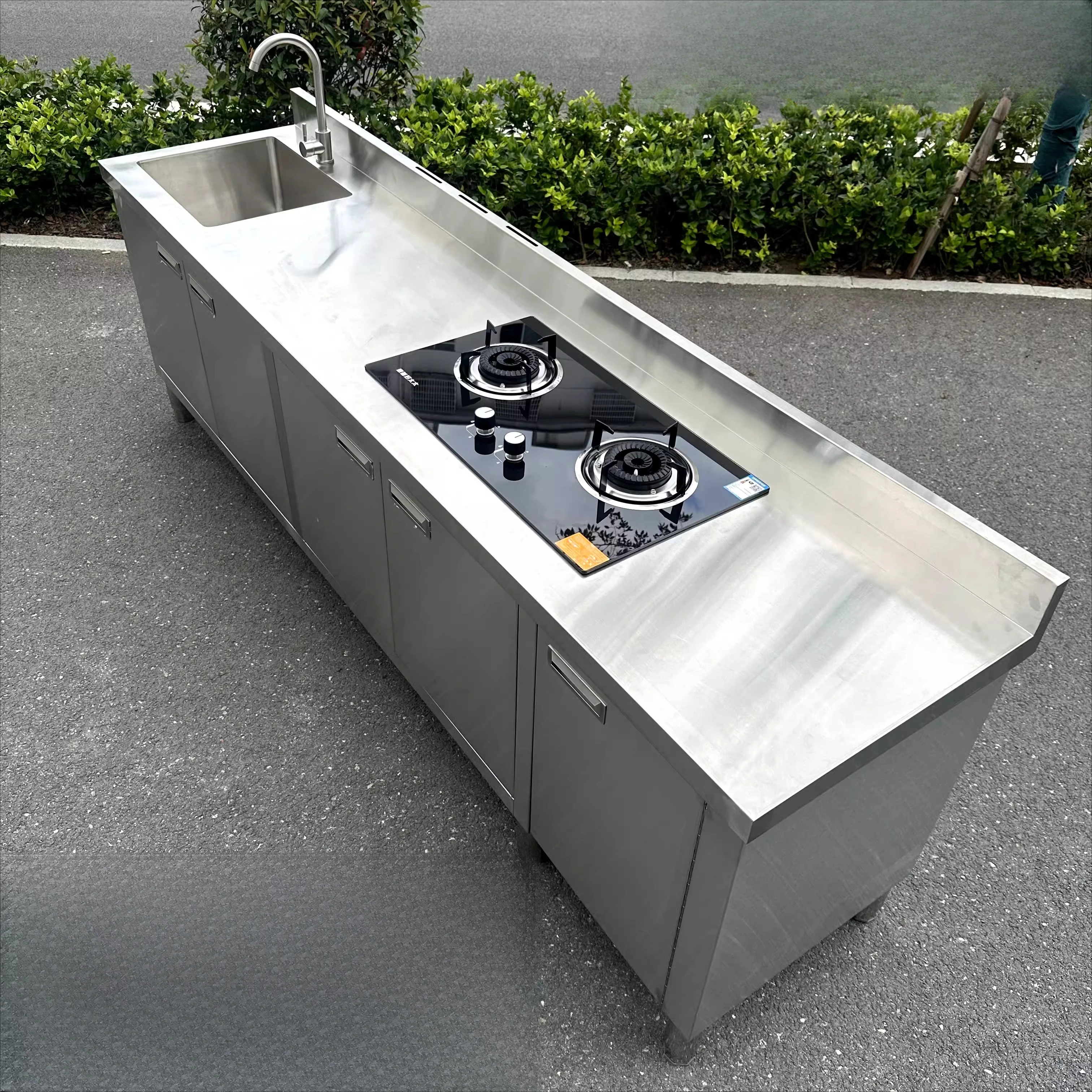 

304 overall stainless steel white steel kitchen cabinet simple stove integrated storage bowl household