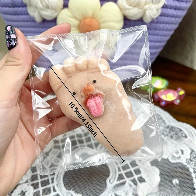 1 Funny Face Foot Squeeze Soft Elastic Fidget Extrusion Cute Novelty Party Gift for Christmas Halloween New Year Present