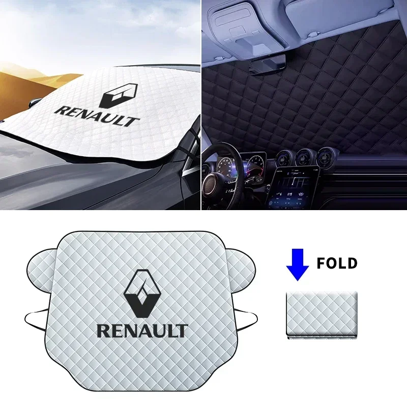 Car Windshield Foldable Sun Shade Visor Cover For Renault Clio Koleos Megane Espace QM6 Kadjar Captur Scenic Fluence Laguna