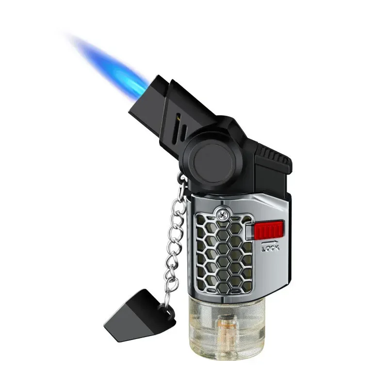 Mini Cigar Lighter Folding Type Windproof Jet Flame Welding Gun Refillable Butane Gas Lighter with Safety Lock No Gas Esqueiro