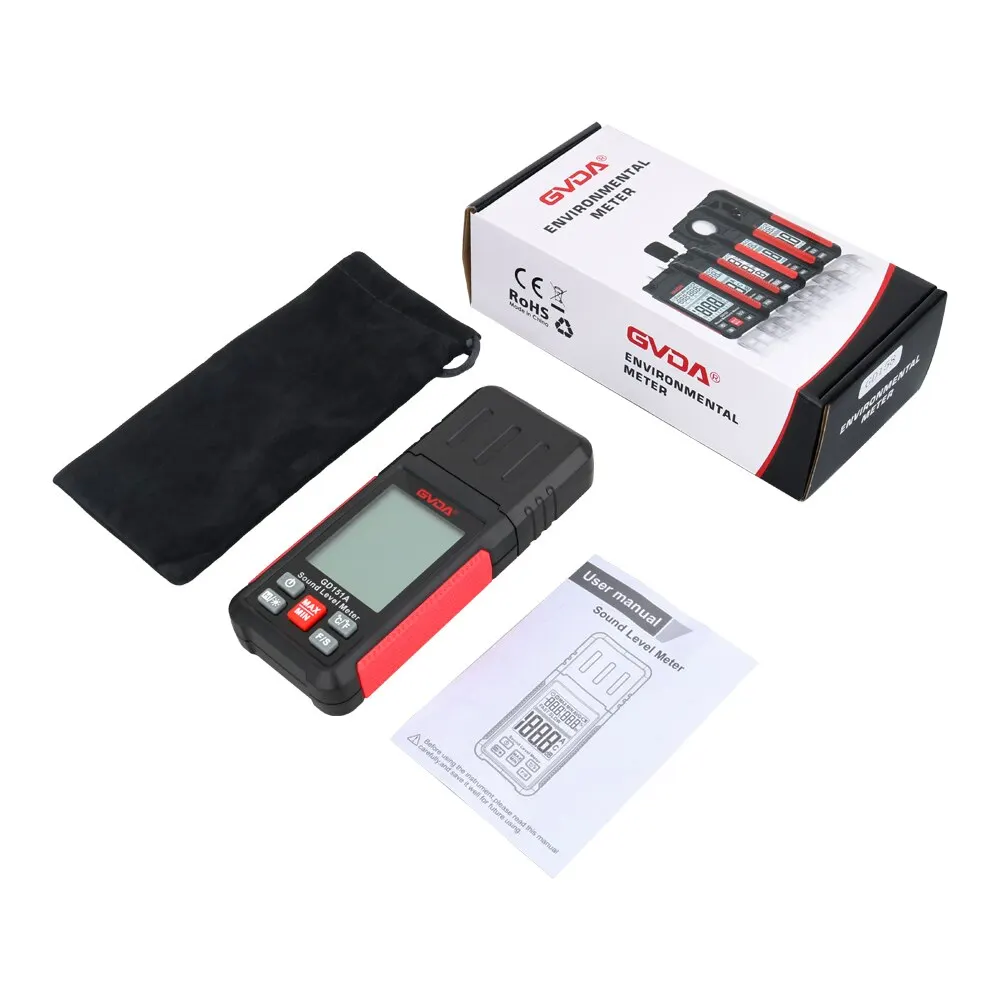 GVDA Digital Min Audio misuratore di livello sonoro DB strumento di misurazione sonometro Decibel 30-130dB Monitor portatile con Decibel di rumore