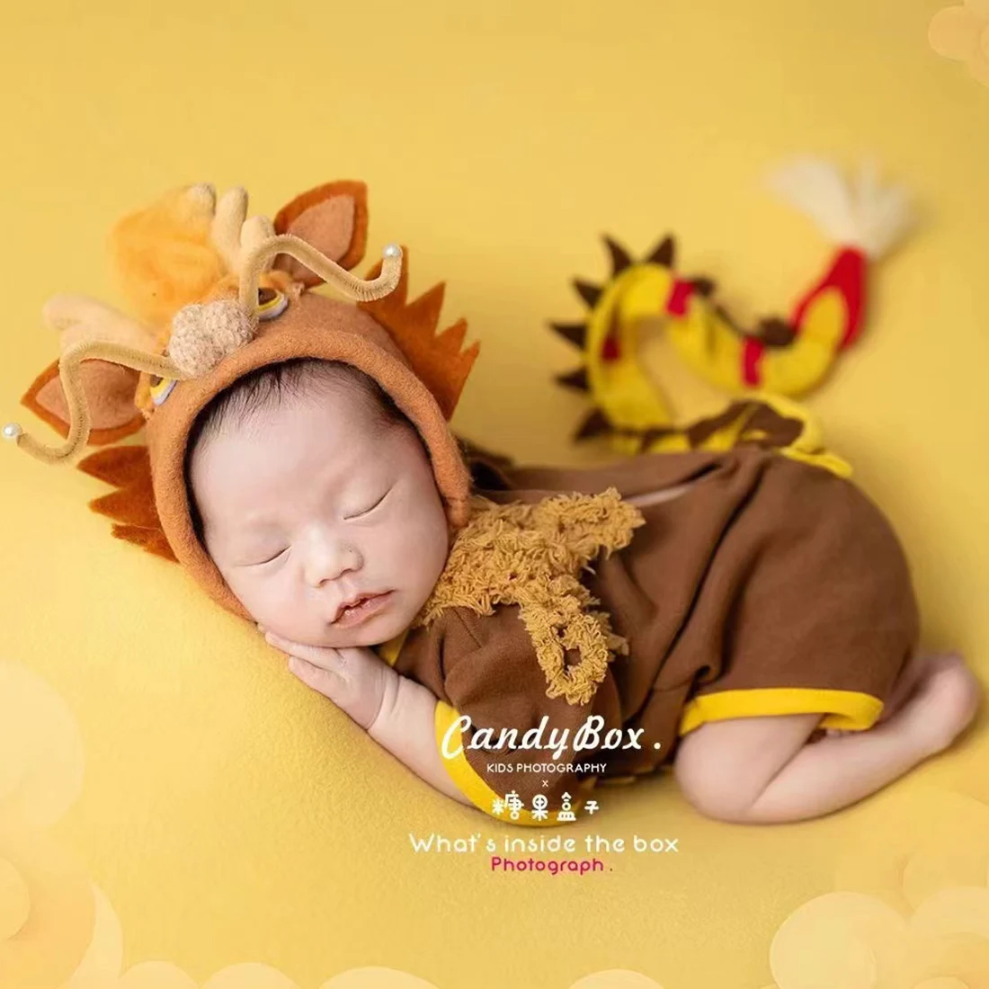 Chapeau et ensemble de vêtements pour nouveau-né, barboteuse pour bébé, bonnet dragon chinois, accessoires de photographie