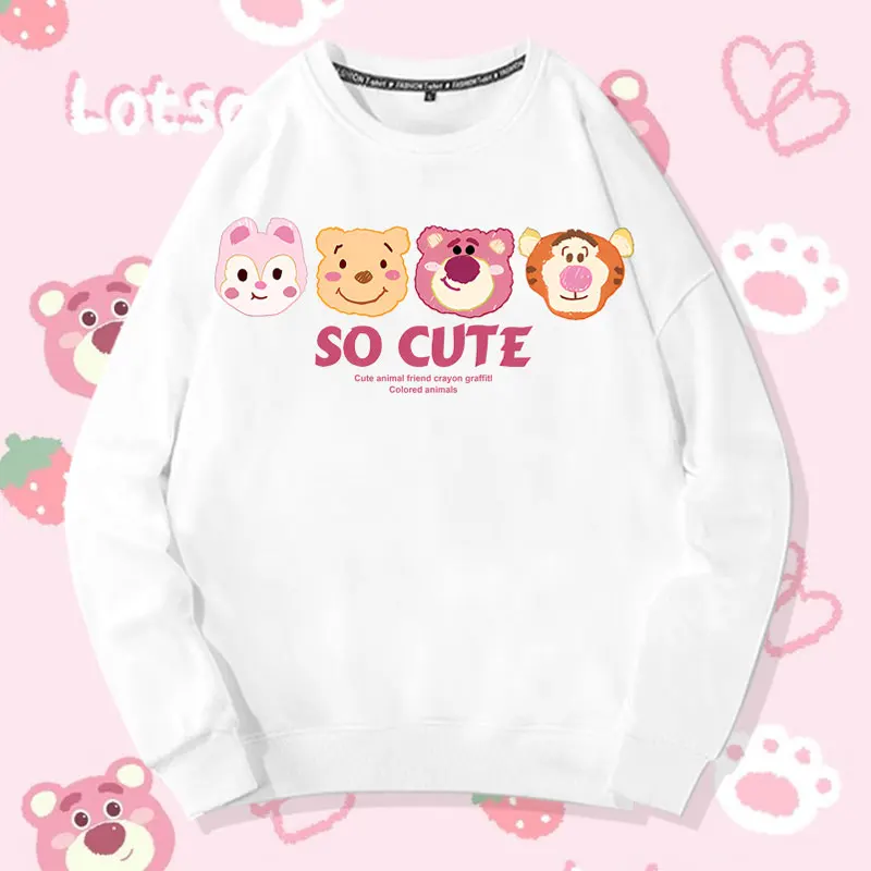 

Disney cartoon anime co branded hoodie women 2023 new Winnie Bear Jumping Tiger Strawberry Bear coat clothes autumn